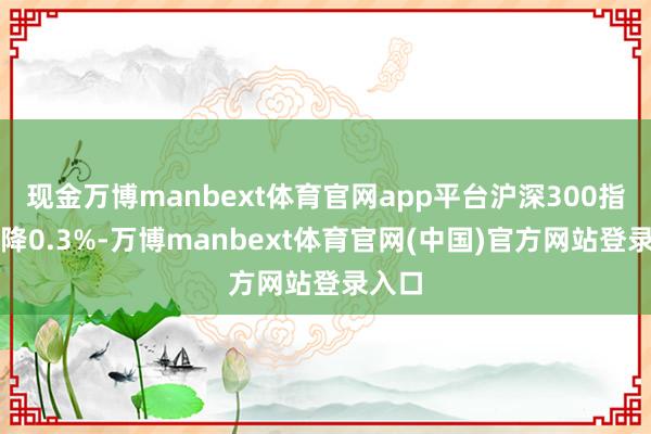 现金万博manbext体育官网app平台沪深300指数下降0.3%-万博manbext体育官网(中国)官方网站登录入口